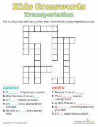 Having a society of educated and helpful citizens begins. Kids Crosswords Transportation Worksheet Education Com