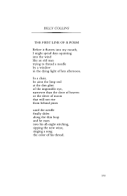 The First Line Of A Poem By Billy Collins Poetry Magazine Poetry Magazine Poetry Billy Collins