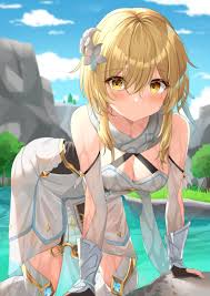Lumine used to be a world traveler with her brother, aether, until the day of their unfortunate encounter with the unknown goddess on teyvat. Kanaria Hisagi Genshin Impact Lumine Genshin Impact Cleavage See Through Thighhighs Wet Wet Clothes 762222 Yande Re