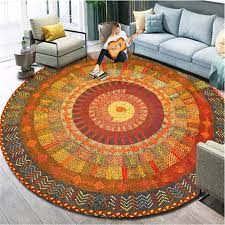 A round rug works with the shape of your dining table to create a cohesive visual statement. Round Carpet Mandala 120cm Persian Rugs Bedroom Large Morocco Area Rug For Living Room Anti Slip Baby Room Kidsroom Carpet 60cm Carpet Aliexpress