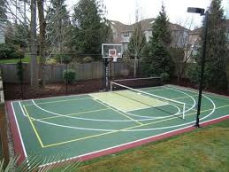 Pickleball It S A Seattle Thing And Basketball Court Combo With Lighting Pretty Drea Basketball Court Backyard Home Basketball Court Tennis Court Backyard