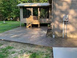 Your concrete patio can start to look rather dingy and dirty after a while. Backyard Concrete Patio Ideas Stained And Stamped Splendor Mark Anthony Concrete Inc