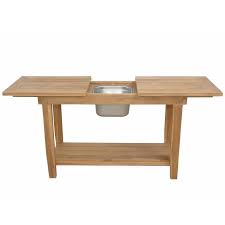 Anderson Teak Nautilus Teak Patio Serving Table With Sink Bbqguys In 2020 Outdoor Console Table Wood Buffet Buffet Console