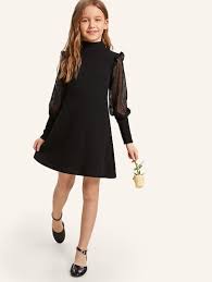Top marken angebote aus besten online shops einfach online shoppen shein kleider lang & mehr. Madchen Kleider Shein Mesh Sleeved Dress Leg Of Mutton Sleeve Girls Dresses Online