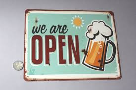 We Are Open Turschild Shabby Geoffnet Rustikales Schild Metall Bier Vintage Metallschild Fur Restaurants Bars Gastronomie Trinken Essen Wall Plaques Novelty Sign Wall Hanging