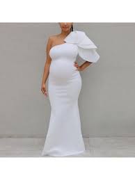 White, cream, ivory + beige. Maternity One Shoulder Short Sleeve Full Length Dress Lukalula Com Full Length Dress Maternity Dresses Maternity Long Dress