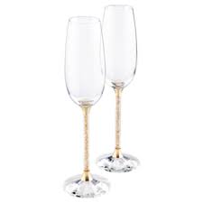 Glasses of champagne with splash. Crystalline Toasting Flutes Gold Tone Set Of 2 Swarovski Com