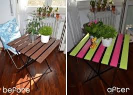 Before After Cute Upgrade Of An Garden Table From Ikea Shelterness Diy Outdoor Decor Diy Entry Table Ikea Outdoor