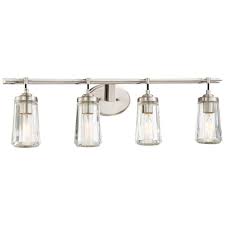 Bathroom vanity lights are made of metal, with stainless steel being the most common material. Minka Lavery Poleis 4 Light Brushed Nickel Bath Light 2304 84 The Home Depot