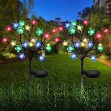 Which is the best solar powered garden light? Solar Lights Outdoor New Upgraded Solar Garden Lights 2 Pack Waterproof Colored Fairy Landscape Tree Solar Lights For Pathway Patio Yard Deck Walkway Christmas Decoration Multi Colored Amazon Ca Electronics