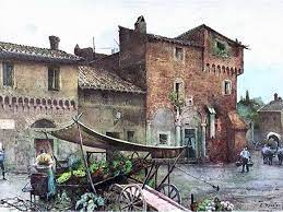 Piazza Santa Cecilia Acquerello Di Ettore Roesler Franz 1896