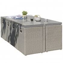 170,00 longueur avec allonge (en cm) : Salon De Jardin Encastrable Dcb Garden 8 Places Gris
