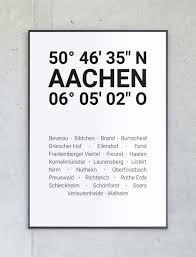 Erstelle Dein Invdividuelles Koordinaten Poster Von Aachen Koordinaten Poster Fotopapier