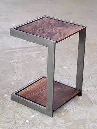 Suspended Wood And Metal End Table Modern Industrial Design Metal End Tables Welded Furniture Metal Furniture