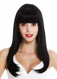 Hairstyles with bangs are appropriate for every hair type. Women S Quality Wig Long Sleek Fringe Black Retro Look 50 S Ma116 1