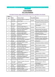 Ipl 2018 Schedule Pdf Download With Venues Times By