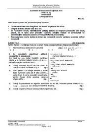 Pentru fiecare dintre itemii de la 1 la 5, scrieți pe foaia de examen. Bac 2016 Subiecte InformaticÄƒ Modele De Subiecte Si Barem Propuse De Ministerul EducaÅ£iei