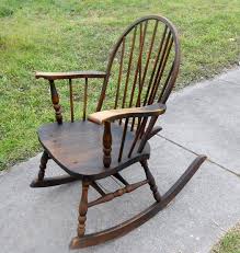Vintage Windsor Solid Wood Spindle Rocker Braceback Knuckle Etsy Rocking Chair Windsor Rocking Chair Chair