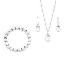 Pearl And Crystal Drop Earring Pendant Bracelet Set H Samuel Wedding Jewelry Sets Bridal Jewellery Crystal Drop Earrings Wedding Jewelry Sets