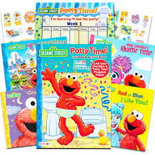 Sesame Street Elmo Potty Training Book Super Set For Toddlers Includes Progress Chart Poster Reward Stickers And Bonus Sesame Storybooks Abc