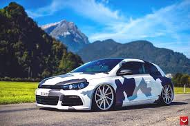 Vw Scirocco Camo Bagged On Vossen Wheels Autos Folieren Autofolierung Folierung