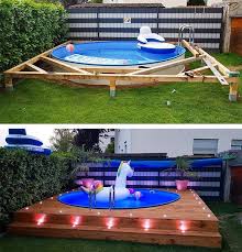 Con Estos Lugares Puede Poner Su Piscina En El Centro De Atencion Y Disfrutar De Las Relajadas Noches D Piscina Redonda Decoracion De Patio Disenos De Piscina