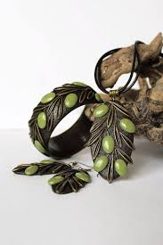 Polymer Clay Bracelet Jewelry Bangle Berries Green Olive Etsy Polymer Clay Jewelry Clay Earrings Polymer Clay Bracelet