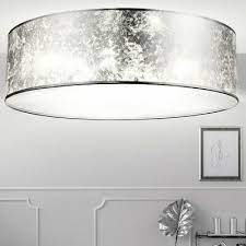design decken lampe rund wohn ess zimmer beleuchtung textil blatt silber leuchte 9007371366903 ebay wohnaccessoires lampe deckenlampe wohnzimmer