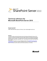 If it persists generally recoverable. Technical Reference For Microsoft Sharepoint Manualzz