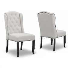 Alen Beige Fabric Dining Chair Wing Chair W Tufted Buttons Nail Heads Set Of 2 Glamour Home Ghdc 1230 Fabric Dining Chairs Dining Chairs Upholstered Dining Chairs