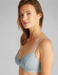 Calvin Klein Modern Lace lightly lined triangle bra in pale blue