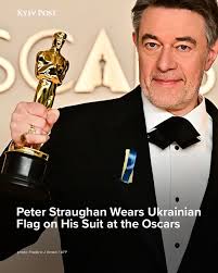 An Oscar nominee showed support for Ukraine at the awards ceremony. British  writer and screenwriter Peter Straughan attended the Oscars wearing a  brooch with blue and yellow ribbons. “I just want to