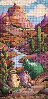 Southwest sampler ~ jp needlepoint. Rare Eriksen Canyon Cactus Needlepoint Kit Southwest Pottery Cross Stitch Landscape Cross Stitch Cross Stitching