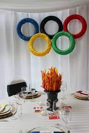Decorating for an olympics themed party. Olympic Themed Do It Yourself Projects Olympic Theme Party Olympic Theme Olympic Idea