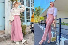 Atasan wanita bahan brukat super, halus. Ootd Hijab Dengan Rok Dan Celana Panjang Warna Pink Untuk Berbagai Bentuk Tubuh Womantalk