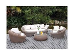 Salon de jardin resine tressee ronde. Salon Jardin Whiteheaven Resine Tressee Caramel 3 1 1 Table