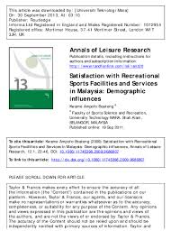 Validity of the brunel mood scale for use with malaysian athletes von: Pdf Satisfaction With Recreational Sports Facilities And Services In Malaysia Demographic Influences Hasnul Faizal Hushin Hushin Academia Edu