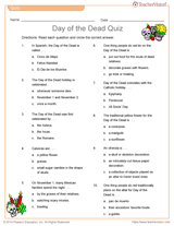 We're about to find out if you know all about greek gods, green eggs and ham, and zach galifianakis. Printable Day Of The Dead Quiz Teaching Dia De Los Muertos Grades 4 12 Teachervision
