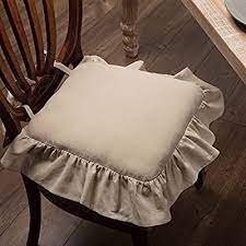 Amazon Com Piper Classics Ruffled Chambray Natural Chair Pad 15x15 Farmhouse Style Chair Cover Farmhouse Style Chairs Slipcovers For Chairs Chair Cushions
