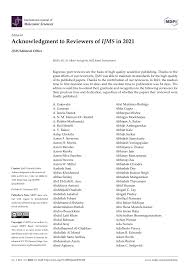 PDF) Acknowledgment to Reviewers of IJMS in 2021