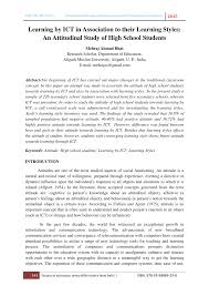 Pdf Learning By Ict In Association To Their Learning Styles An Attitudinal Study Of High School Students