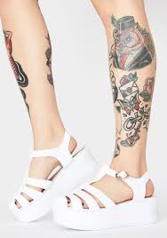 Boots, sandals, athletic shoes, dress shoes, heels, slippers Jelly Platform Sandals White Dolls Kill