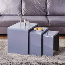 This creative coffee table looks so smart and interesting! Goldfan Nest Of 3 Tables Grey High Gloss Coffee Tables Wooden Multi Functional Side End Tables For Living Room Home Office Buy Online In Bahamas At Bahamas Desertcart Com Productid 161627157