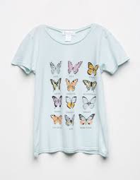 White Fawn Butterfly Chart Girls Oversized Tee Mint