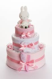 Featuring The Popular Miffy The Rabbit Our Gorgeous 3 Tier Pretty In Pink Nappy Cake Baby Diaper Cake Baby Shower Cake Recipes Baby Nappy Cakes