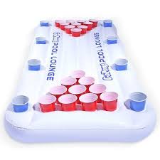 Gopong Pool Lounge Inflatable Beer Pong Table With Social Floating 6 Long Walmart Com Beer Pong Tables Floating Beer Pong Table Pool Lounge