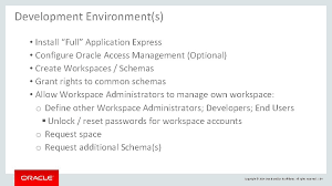Section 7.2, unlocking and resetting user passwords. Oracle Application Express 5 Architecture Administration Name Title