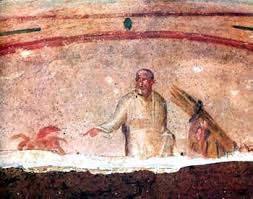 Catacumba Sta. Priscilla. Abraham y el sacrificio de Isaac.