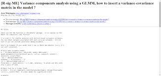 r sig me variance components analysis using a glmm how to insert a variance covariance matrix in the model analysis sig matrix