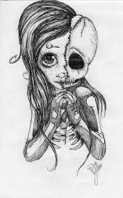 Black And White Drawings Of Girls Easy Girl Skull Side By Side Split Drawing Easy Things To Draw Step By Step Black White Pencil Sketch In 2020 Draw On Photos Drawings Pictures To Draw